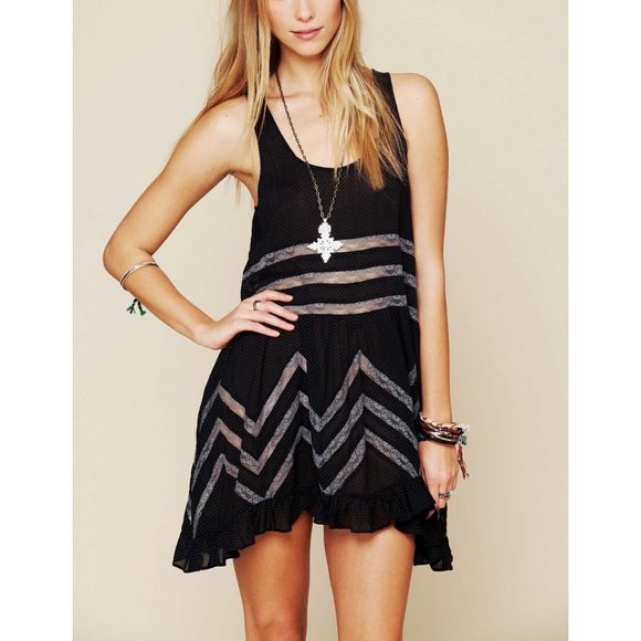 Free People Other - 🎉LAST CHANCE🎉 NWT Free People Voile and Lace Trapeze Slip / Black Combo